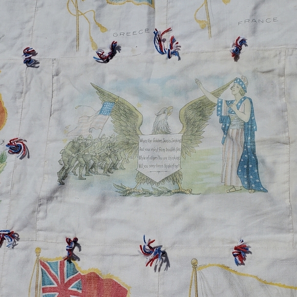 Vintage Handmade Tabacco Silks quilt - Picture 6 of 7